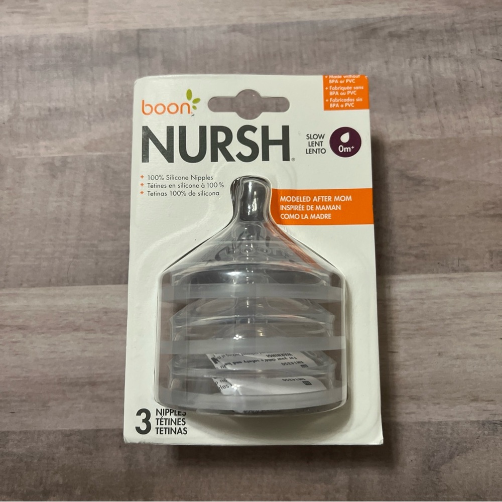 Boon Nursh 0m+ Silicone Nipples BPA PVC Free 3pk Modeled after Mom NEW